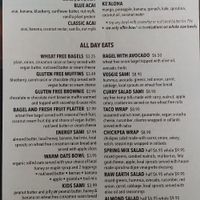 Menu Front at Millie's Living Cafe in Lynchburg