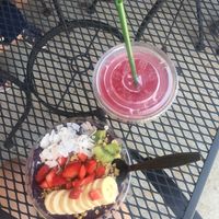 Blue Acai Bowl with some Lavender Lemonade  at Millie's Living Cafe in Lynchburg