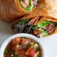 Soya & vegetable Burrito.  Vegan food  at Urban Farm Cafe in San Isidro De El General