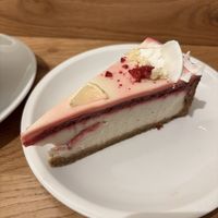 Coconut raspberry lime cheesecakee  at Cafe Neundrei in Berlin