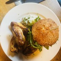 Avocado edamame burger   at Olive in Innsbruck