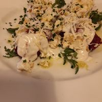 Beet dumplings with horseradish sauce at Olive in Innsbruck