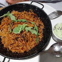 Main: Vegan fideuá (awesome!) at Baobab in Zaragoza