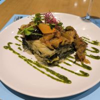 Lasaña caponata vegana at Baobab in Zaragoza