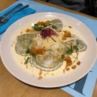 Ravioli de borraja (vegetariano) at Baobab in Zaragoza