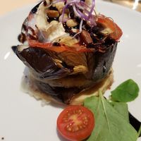 Tatín de berenjenas, higos y queso d cabra at Baobab in Zaragoza