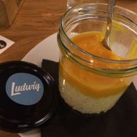 vegan coco milk rice desert at Ludwig Burger & Beer in Innsbruck