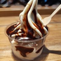 VegSundae vanilla soft ice-cream with chocolate sauce at VINCENT - Europa Passage in Hamburg