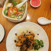sweet and sour soup & five spice tofu at Aummee in Hanoi
