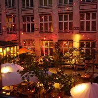 Lovely backyard at Michelberger Restaurant in Berlin