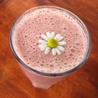 strawberry smoothie  at Ama Restaurant in Urubamba