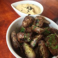 mixed local potatoes and hummus at Ama Restaurant in Urubamba