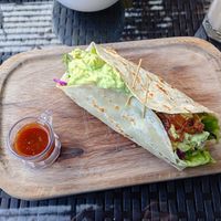 One of the two vegan burritos at Ama Restaurant in Urubamba