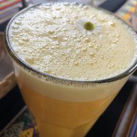 The fresh camomile blossom was a nice touch!💚 at Ama Restaurant in Urubamba