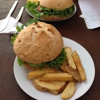 The Vegan Sandwich with fries. at Urpillay Cafe de El Arte Sano in Urubamba