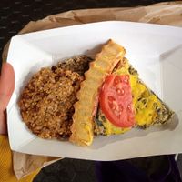 quiche and spinach biscuits at Loving Hut in Sofia