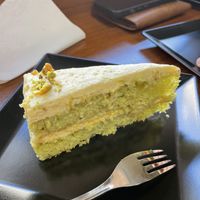 Pistachio cake  at Loving Hut in Sofia