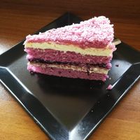 Purple velvet cake at Loving Hut in Sofia