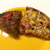 Quiche and pizza at Loving Hut in Sofia