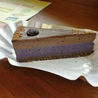 Blueberry and chocolate cake at Loving Hut in Sofia