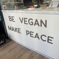 The welcoming message   at Loving Hut in Sofia