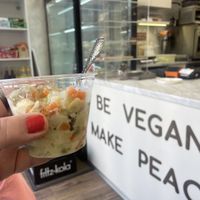 Potato salad with smoked tofu  at Loving Hut in Sofia