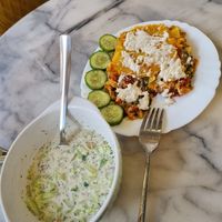 Soup with Lasagne at Loving Hut in Sofia