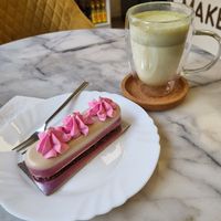 Dessert and Matcha Latte at Loving Hut in Sofia