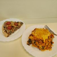 Pizza e lasanha at Loving Hut in Sofia