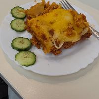 Home made lasagna at Loving Hut in Sofia