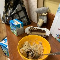 Potato and mushroom and coconut cale at Loving Hut in Sofia