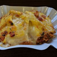 lasagne at Loving Hut in Sofia