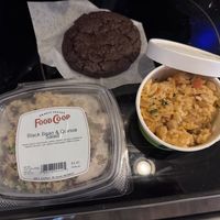 black bean & quinoa salad, chickpea curry, & black forest cookie  at Skagit Valley Food Co-op in Mount Vernon