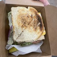 Veggie sandwich with tofu, violife, veggies, veganaise, dijon 🔥  at Skagit Valley Food Co-op in Mount Vernon