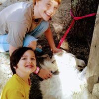 Chandra loves being groomed. he needs it after a long day roaming the farm! at Wild Earth Farm and Sanctuary in Irvine