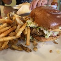 The not so vegan at all Hellburger  at Crossroads Cafe in Joshua Tree