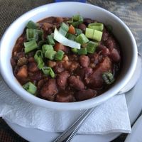 Vegan chili at Crossroads Cafe in Joshua Tree