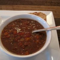 Soup of the day : lentil soup. It was good. at Venosa Cafe in Montreal