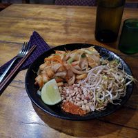 Pad Thai (and complimentary bottle of water) at Deva in Kampot