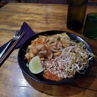 Pad Thai (and complimentary bottle of water) at Deva in Kampot