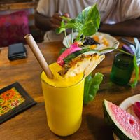 Mango smoothie at Deva in Kampot