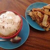 Cappuccino (140) and apple tart (120) at The Kismet Cafe in Makati
