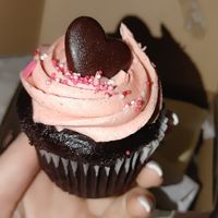 Chocolate strawberry VG GF cupcake at Sweet Life Patisserie - Monroe St in Eugene