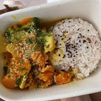 Very nice coconut curry  at Loving Hut in Amsterdam