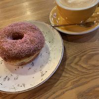 Vegan Donut with Soymilk Coffee  at Holy Donut in Kaunas