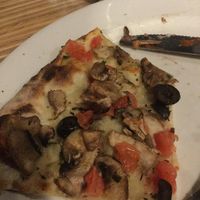 Awesome cheese less vegan pizza at Versalia Pizza in Spokane