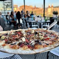 Vegan Pie on the patio  at Versalia Pizza in Spokane