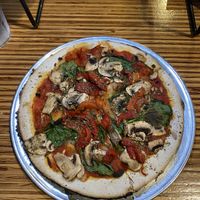 10” mushroom, spicy red sauce, spinach, hot peppers  at Versalia Pizza in Spokane