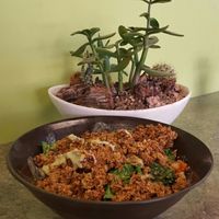 build your own bowl with nut taco meat, kale, shrooms, broccoli & southwest sauce at Nourish in Gilbert