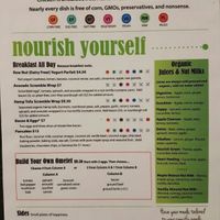 menu clearly labeles allergens at Nourish in Gilbert